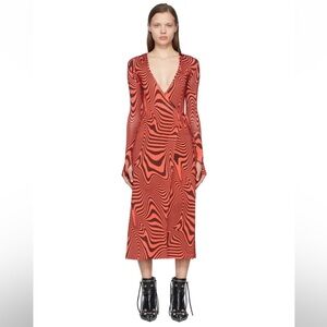 Marine Serre Red Viscose Robe Dress